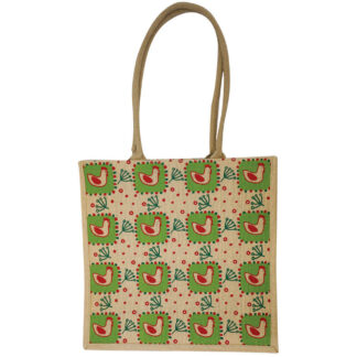 Chicken Jute Shopping Tote Bag