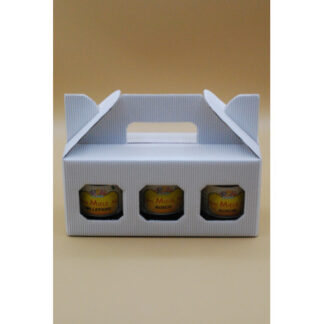 WHITE jar holder box for 3 jars gr. 250 of honey