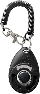 BEAUTYBIGBANG Dog Clicker Button Effective Finger Clicker with Spiral Bracelet Pet Training Tools for Puppies Behaviour Dog Training Dog Training for Cats Horses (Black)