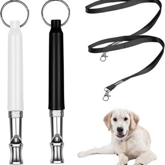 Fadbudss Pack of 2 Dog Whistles High Frequency Silent, Ultrasonic Against Barking Recall Effective Dog Training Dog Whistle with Adjustable Lanyard Training Aids for Dogs Whistles Black and White