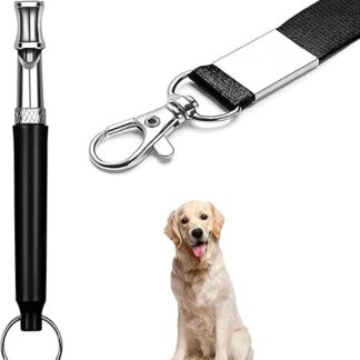 Siliget Dog Training Whistle, Dog Whistle for Recall Ultrasonic Stop Barking Quiet with Lanyard, Adjustable Dog Training Whistle for Most Breeds - Black