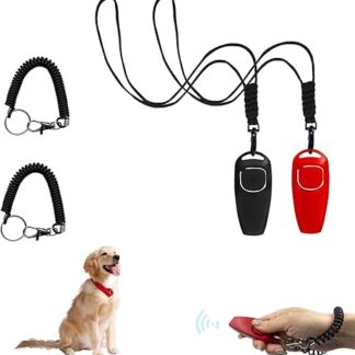 Dog Whistle, Dog Whistle Rütter Callback, Whistle Clicker Set, Dog Whistle with Clicker and Lanyard, for Dog Training (Pack of 2)