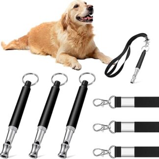 HUSOUE Pack of 3 Dog Whistles Rütter Recall Dog Whistle High Frequency Silent Dog Training Dog Whistles Training Aids for Dogs Whistles Adjustable Barking Against with Lanyard