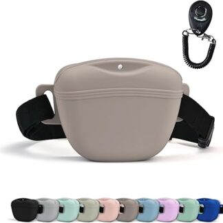 AUDWUD Upgraded version of silicone treat bag, firmer seal to prevent food from falling while walking; comes with a belt for comfortable