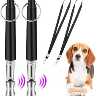QIUDI Dog Whistle [Pack of 2] Professional Ultrasonic Dog Training Whistle with Lanyard Dog Training Kit and Adjustable Frequencies Training Aid