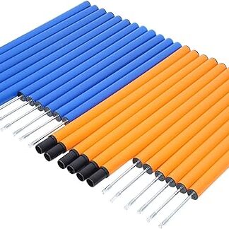 Phefop Tragbares Hundeagilitätstraining -Pole Langlebig und Einstellbar für Haustiersprunghöhe, 24 Stäbe für Hundesportgeräte, Geeignet für Hundetraining, Blau und Orange Plastikmaterial Geeignet