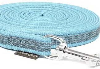 Mystique® Rubberised Recall Lead 12 mm without Hand Loop Standard Carabiner Light Blue 10 m