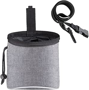Yoosso Treat Bag for Dogs, Dog Training Food Bag, Dog Snack Bag, Multifunctional Food Bag with Waste Bag Dispenser, Adjustable Belt (Grey)