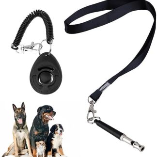 Jaimela Dog Whistle and Dog Clicker, Dog Training Accessory Set, Professional Training Whistle with Standardised Frequency, Whistle for Dogs and Dog Clicker