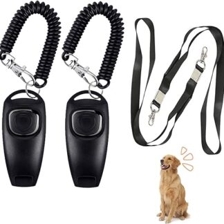 Pack of 2 Dog Whistles - Dog Whistle High Frequency - Dog Whistle with Clicker - Training Whistle - Dog Whistle and Clicker - Dog Whistle with Lanyard for Dog Training