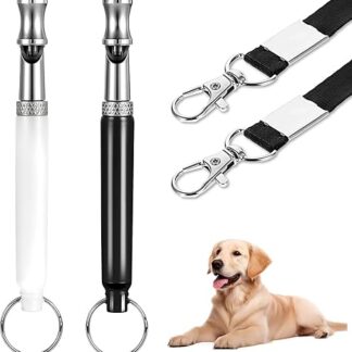 Xuxuejing 2 Pack Silent Dog Whistle Anti Barking Dog Barking Dog Training Whistle with Lanyard for Recall and Behavior Correction, Adjustable Ultrasonic Dog Whistle
