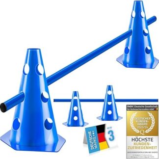 all Pets United® Hurdles Set for Dogs; Agility Training Accessories for Dogs & Horses; Hurdle Set with Bar & Cones for Animals & Football Training; Weatherproof & Stable (1 Set)