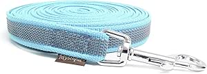 Mystique® Rubberised Recall Lead 20 mm with Hand Loop Standard Carabiner Light Blue 5 m