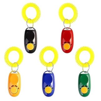 Namvo 5 Pack Clicker for Obedience Training Practical Clicker Tool Colorful Dog Clicker Button Training Dog Whistles with Comfortable Wrist Strap for Pet Puppy Cat