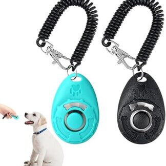 huiyoujiu 2pcs Dog Clicker Pet Training Clicker Button Effective Behavior Training Tool Puppy Clicker Training Kit with Wrist Strap and Clasp for Dog Cat Bird Horse (Blue,