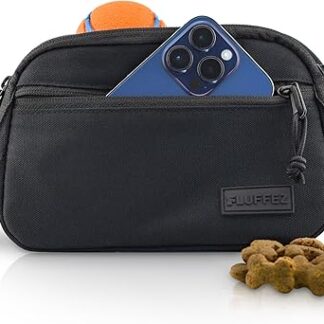 Fluffez Dog Treat Bag - Bum Bag with Lockable Inner Pockets and Separate Zip - Dog Training Bag - Treat Bag with Waste Bag Dispenser