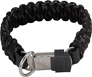 LuvMyDog Worldwide HS Black Reflecting Paracord Dog Collar 55cm / 21.5 Inch