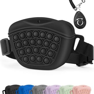Gobeigo Silicone Dog Treat Bag with Dog Training Clicker, Magnetic Closure Bag for Treats, Puppy Training or Dog Walks, Waist Belt Fanny Pack