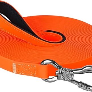 X XBEN Waterproof Recall Lead for Dogs, 3 m, 5 m, 10 m, 15 m, 20 m, 30 m, Rubberised Recall Lead with Lockable Carabiner, for Large to Small Dogs, Robust Training Lead