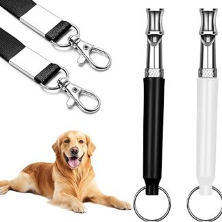 Pack of 2 Dog Whistles, Adjustable Dog Whistle, High Frequency Silent Whistle, Recall Metal Educational Aids, Dog Whistle, Recall, Dog Training Dog Whistle Against Barking, for Dog Training (Black
