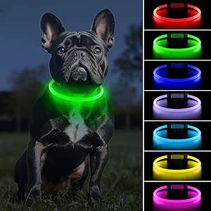PcEoTllar Light Collar Dog Rechargeable with 7 Colours, Light Collar for Small and Large Dogs, 9 Lighting Modes, Dog Collar, Bright Dismountable with 70 cm, LED Collar for Dogs