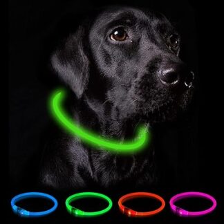 Nepfaivy Light Collar Dog USB Rechargeable - Waterproof Dog Collar Luminous with 3 Lighting Modes, Adjustable Length LED Collar for Small, Medium and Large Dogs (Green)