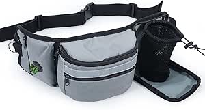 Realand Dog Treat Bag for Walks, Pet Training Treat Bags with Waist Belt, Dog Training Treat Bag, Dog Training Bag, Grey