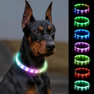 Joytale Luminous Dog Collar Luminous Rechargeable Length Adjustable LED Dog Collar with 9 Light Modes, Rainproof Dog Light Collar for Small Medium Large Dogs, 70 cm
