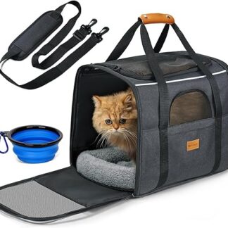 Morpilot Cat Transport Box for Large Cats and Puppies up to 7 kg, Cat Box, Dog Bag with Safety Zips, Foldable Shell, Transport Box for Cats and Dogs for Going to the Veterinarian Car Vehicle
