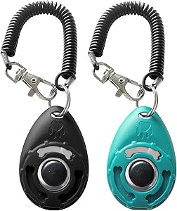 Pet Training Clicker with Wrist Strap - Dog Training Clickers (Black + Blue)