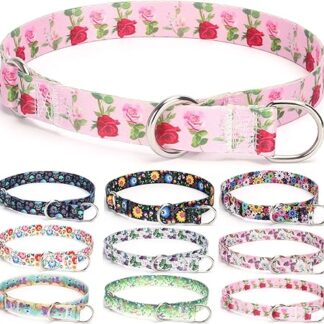 haoyueer Training Collar, No Pull Martingale Collar, Slip On Collar with Sliding Stop Ring for Small Medium Large Dogs (S, Roses)