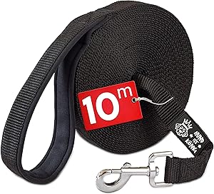 HUND IST KÖNIG Recall Lead 10 m for Dogs – Dog Lead 10 m with Grip Padding – Robust Dog Recall Lead, Water-Repellent and Dirt-Resistant – for Successful Dog Training Including eBook