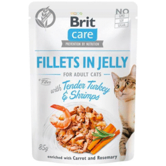 BRIT CARE 85 г пакетик филе для кошек в желе с индейкой и креветками