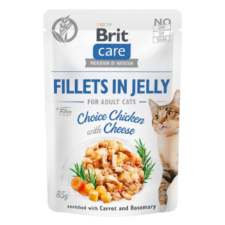BRIT CARE 85 г пакетик филе для кошек в желе курица/сыр