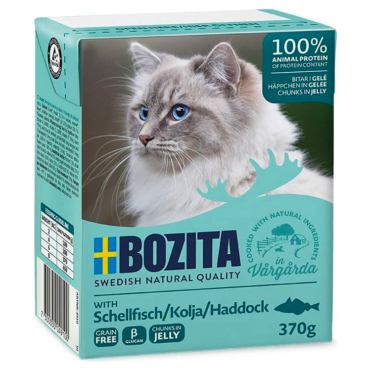 Bozita FELINE КАРТОН 370 Г КУСОЧКИ В ЖЕЛЕ С ТРЕСКОЙ