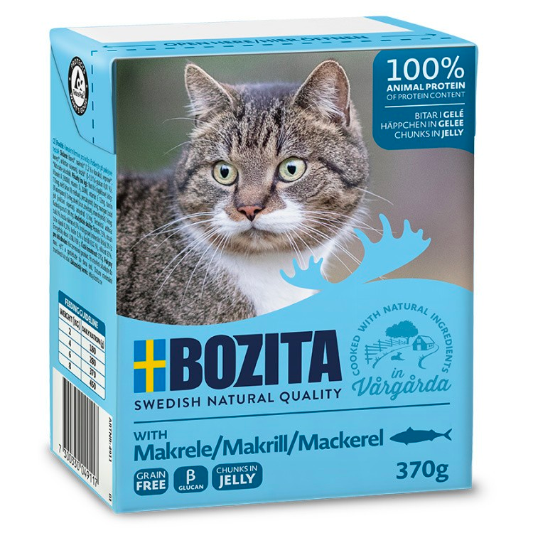 Bozita FELINE КАРТОН 370 Г КУСОЧКИ В ЖЕЛЕ СО СКУМБРИЕЙ