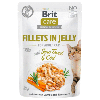 BRIT CARE 85 г пакетик филе кошки в желе форель/треска