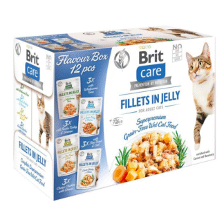 Brit Care 12 пакетиков по 85 г, филе для кошек в желе, смесь вкусов