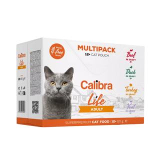 Calibra CAT LIFE POUCH ADULT MULTIPACK 12 пакетиков по 85 г беззерновых с мясом в соусе для кошек – 4 вкуса