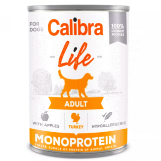 Calibra DOG LIFE ADULT TURKEY WITH APPLES 400 G легкоусвояемый беззерновой влажный корм с индейкой и яблоками для собак