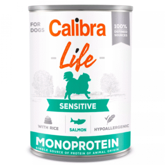 Calibra DOG LIFE SENSITIVE SALMON WITH RICE 400 г легкоусвояемый безглютеновый влажный корм для собак с лососем и рисом