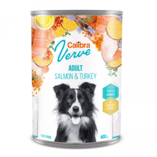 Calibra DOG VERVE GF ADULT SALMON & TURKEY 400 г беззерновой влажный корм с лососем и индейкой для взрослых собак