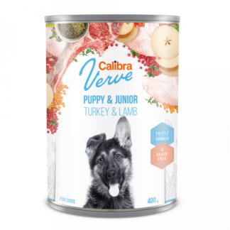 Calibra DOG VERVE GF JUNIOR TURKEY & LAMB 400 г беззерновой влажный корм с индейкой и ягненком для молодых собак