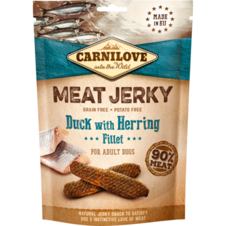 Carnilove JERKY DUCK С ФИЛЕ СЕЛЬДИ 100 г сухое лакомство с филе утки и сельди для собак