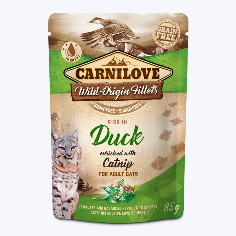 Carnilove УТКА И КОШАЧЬЯ МЯТА КОШАЧЬЯ УПАКОВКА 85 Г УТКА С КОШАЧЬЕЙ МЯТОЙ влажный корм для кошек с высоким содержанием мяса