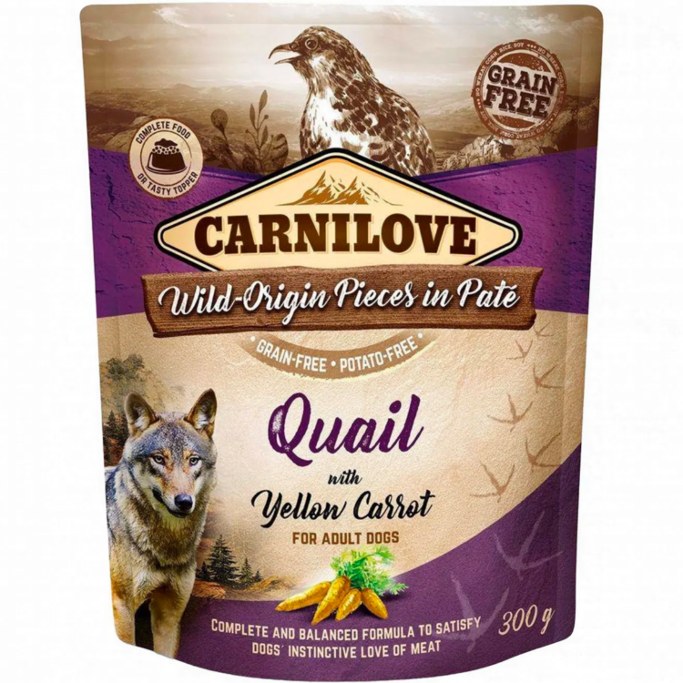Carnilove DOG PACK QUAIL & YELLOW CARROT 300 г влажный корм для собак с перепелом и морковью