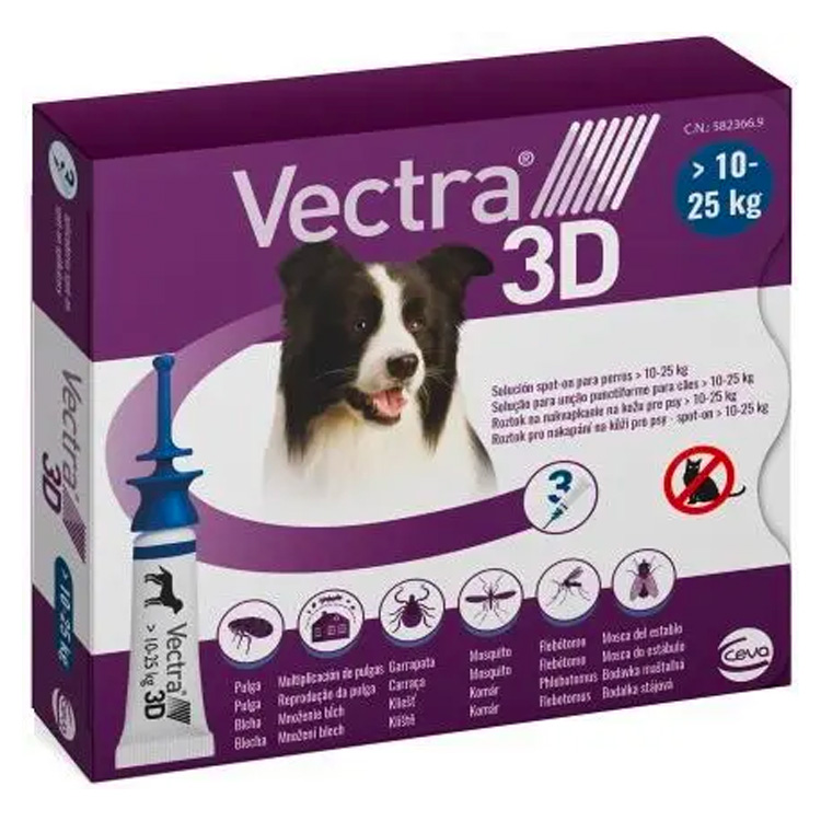 Ceva VECTRA 3D ДЛЯ СОБАК ВЕСОМ 10-25 КГ /3 ПИПЕТКИ/