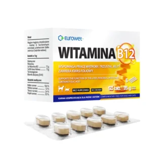 Eurowet ВИТАМИН B12 50 ТАБЛЕТОК В БЛИСТЕРЕ поддерживает работу печени, поджелудочной железы и кишечника