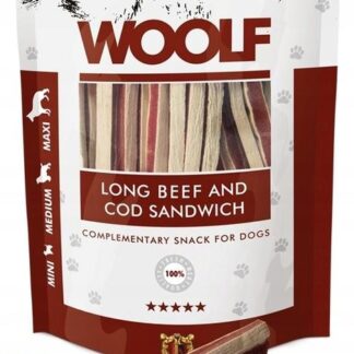 Сэндвич Woolf с говядиной и треской, длинный, 100 г, с говядиной и треской