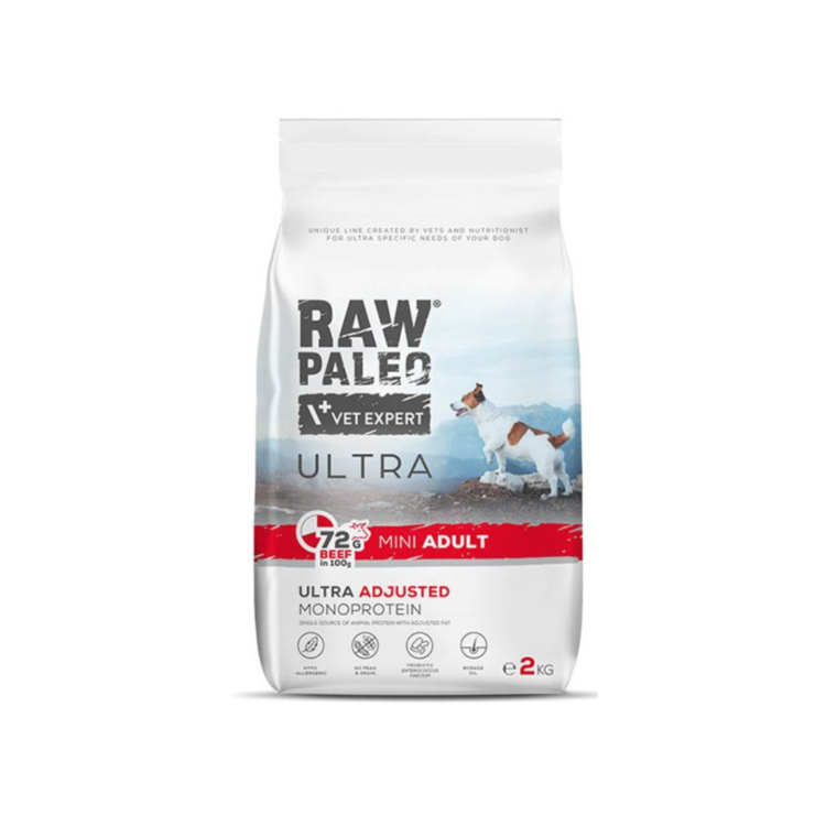 Vet Expert RAW PALEO ULTRA DOG ADULT MINI BEEF 2 кг сухой корм с говядиной для взрослых собак мелких пород